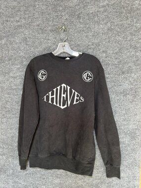 Crooks & Castles Sweatshirt Mens Small Black Thieves Graphic Pullover Fleece